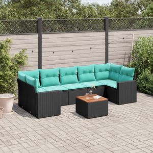 Ensemble de canapés de patio en polyrotin noir, 8 pièces, avec coussins, ensembles de jardin - Product Image 1