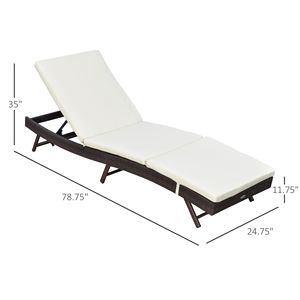 Moderna Sedia a Sdraio Bianca da Esterno in Vimini con Schienale Regolabile in Rattan PE e Cuscino Confortevole per Hotel e Bordo Piscina - Product Image 3