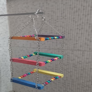 Durable Eco-friendly 74x10cm <b>Wood</b> Bird Toys Parrot Ladder Swing Training <b>Rainbow</b> Bridge for Grey African Parakeets Indoor - Product Image 5