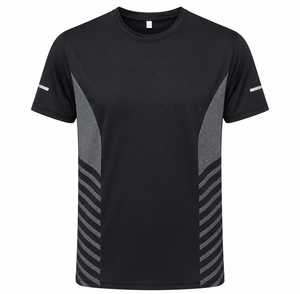 Men's Black Short Sleeve Sport T-<b>Shirt</b> <b>Geometric</b> Pattern Quick Dry Knitted O-Neck Regular Fit - Product Image 1