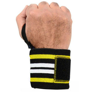 Correas de Soporte Ajustables para Muñeca, Negras, Amarillas y Blancas a Rayas, con Cierre de Gancho y Bucle, para Levantamiento de Pesas y Entrenamiento de Fuerza para Hombres - Product Image 2