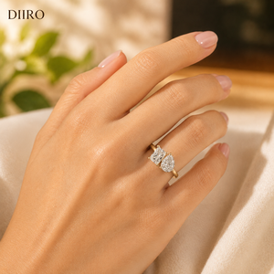 Bague de mariage plaquée or jaune de qualité supérieure, diamant taille poire et émeraude, bague de fiançailles et de promesse, bijoux personnalisés - Product Image 3