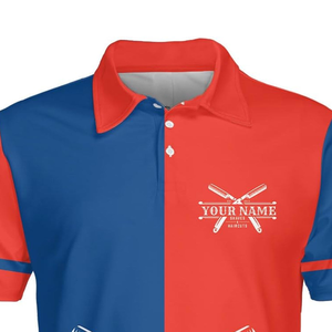 T-shirt créatif sublimé pour barbier, imprimé graphique, manches courtes, polyester, col en V, personnalisation de marque, pour coiffeurs, coupe classique homme - Product Image 2