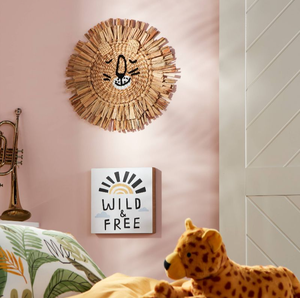 Artisanat artisanal : Décoration murale Lion couché en jacinthe d'eau |   Décoration de crèche durable |   Décoration de chambre d'enfant style bohème - Product Image 4