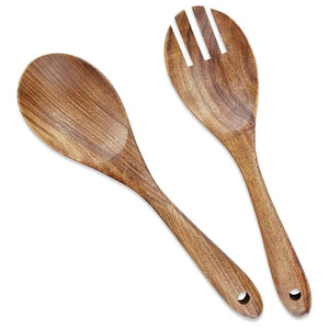 Natural Solid Acacia Wood Salad Server Resin Salad Server Hotel Ware <b>Kitchen</b> Ware Restaurant Dinner Ware <b>Table</b> Decor Salad Tools - Product Image 3