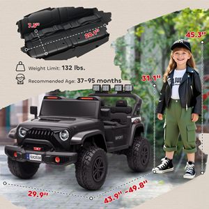 Camion Elettrico a 2 Posti 24V con 4 Motori, Sospensioni a Molla e Telecomando, Nero - Per Bambini dai 5 ai 7 Anni - Product Image 3