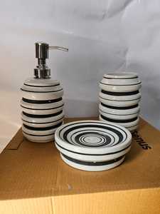 Distributeur de savon élégant en céramique 500 ml pour lavabo, évier de cuisine, organisateur de lotion et désinfectant - Product Image 4