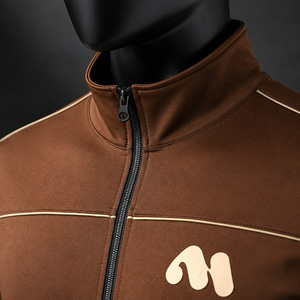 Brown Men's Tracksuit Set Zip Up Hoodie Jogger <b>Pants</b> Custom Logo Winter Sportswear Sweatshirt Outfit - Product Image 2