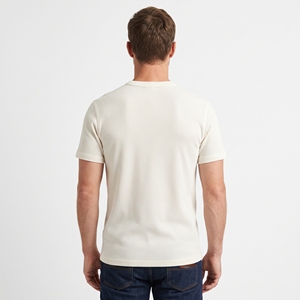 เสื้อยืดผู้ชายผ้าวาฟเฟิลถักทรงปกติ น้ำหนัก 230 กรัม โพลีเอสเตอร์ 100% เนื้อนุ่ม แขนสั้น คอกลม สไตล์ลำลอง สตรีทแวร์ ลายพิมพ์ โลโก้สั่งทำได้ - Product Image 5