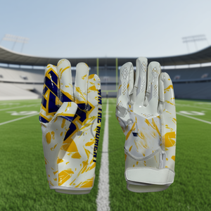 Premium American Football Receiver Lineman Gloves Pro Grip <b>Sticky</b> Rubber Bladder High Air Retention Leather <b>Hook</b> Loop Closure - Product Image 3
