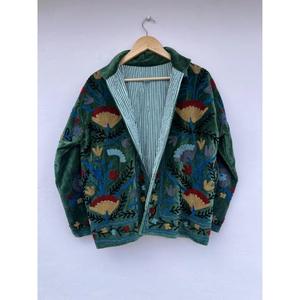 Handmade Cotton Kimono <b>Jacket</b> Jungle Animal Print Embroidery Knitted Winter Soft Coat - Product Image 3