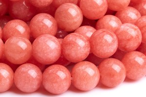 ลูกปัดพลอยควอตซ์สีชมพูสตรอเบอร์รี่ ลูกปัดกลมสีชมพูคอรัล สำหรับทำเครื่องประดับ สร้อยข้อมือ สร้อยคอ งานฝีมือ DIY - Product Image 2