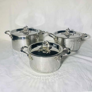 High-End Luxury <b>Stainless</b> <b>Steel</b> 4-Piece Cooking Pot <b>Set</b> Mushroom Lid Oven Safe Dishwasher Safe Premium Metal Casseroles for Gift - Product Image 5