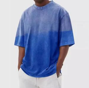 เสื้อยืดคอกลมแขนสั้นทรงปกติสำหรับผู้ชาย สีเขียวไล่เฉด ผ้าฝ้ายเจอร์ซีย์ สวมใส่สบาย ระบายอากาศได้ดี ผ้าถัก สีพื้น ไม่หดตัว - Product Image 2