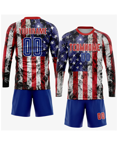 Maillot de football léger et de haute qualité, personnalisé avec le drapeau américain, impression par sublimation, col rond, manches courtes, respirant, en polyester, pour équipe adulte - Product Image 3