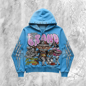 ชุดเซ็ตฮู้ดดี้โอเวอร์ไซส์สำหรับผู้ชายฤดูหนาวและกางเกงยีนส์ขาสั้น พิมพ์ลายโลโก้แบบ DTG ไม่มีเชือกผูก สตรีทแวร์สั่งทำได้ ผ้าฝ้ายระบายอากาศ ผ้าเฟรนช์เทอร์รี่ - Product Image 2