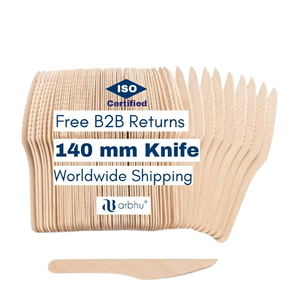 Cuchillos de Madera de Abedul Pulida Premium de 140 mm, Vajilla Desechable Resistente para Restaurantes de Comida para Llevar, Industria Hotelera, Paquete a Granel - Product Image 1