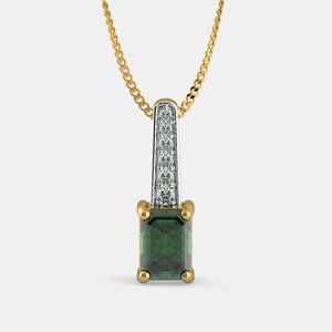 Collier pendentif barre en or jaune avec diamant de laboratoire taille émeraude - Product Image 1