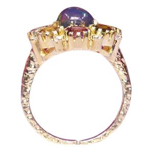 Vintage 925 Silver <b>Cocktail</b> <b>Ring</b> With Green Crystal Bezel Setting Geometric Design Women's Jewelry - Product Image 4