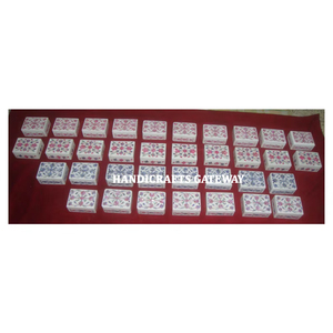 Boîte cadeau personnalisée en marbre blanc pur de forme rectangulaire en nacre verte pure fabriquée par des artisans - Product Image 4