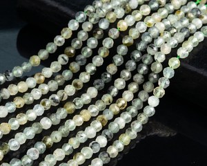 พลอยพรีไนต์สีเขียวธรรมชาติทรงกลมเจียระไนเม็ดเดี่ยวสำหรับทำเครื่องประดับ สร้อยข้อมือ สร้อยคอ งานฝีมือ DIY - Product Image 3