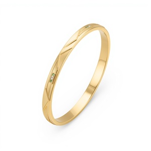 Jewelry for Women 18K <b>Solid</b> <b>Gold</b> Modern Minimal Emerald Diamond <b>Bangle</b> Fine Jewelry Custom Luxury <b>Gold</b> Bracelet - Product Image 5