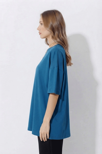 T-shirt col en V oversize pour femme, manches courtes, respirant, pour le jogging quotidien, tee-shirt de sport oversize, t-shirts décontractés pour femmes - Product Image 4