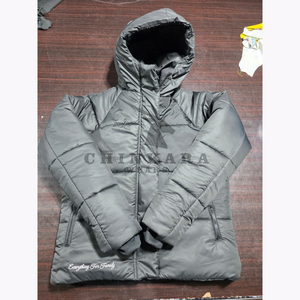Custom High Street Canvas Stand Collar Front Logo Men's Winter Puffer Jackets <b>Quilted</b> Polyester Filling Waterproof Eco-Friendly - Product Image 1