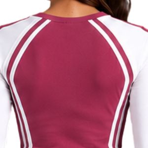 <b>Rose</b> Pink And White Women Long Sleeve Crop <b>Top</b> Wide Leg Pants Activewear Set Sportswear Two Piece Tracksuit Casual Athletic - Product Image 5