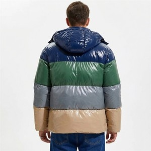 เสื้อแจ็คเก็ตพัฟเฟอร์ผู้ชายแบบมีฮู้ด สีสันตัดกัน เงา ทันสมัย สำหรับฤดูหนาว บุหนา อุ่น ซิปหน้า สไตล์สตรีทแฟชั่น - Product Image 2