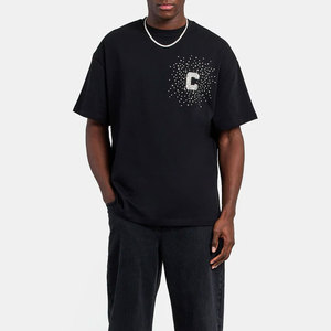 T-shirt Homme OEM Coupe Classique 100% Coton avec Strass Argenté Effet Cristal Bling Écologique Anti-boulochage Anti-UV Respirant Style Urbain - Product Image 1