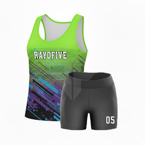 ชุดวิ่งกรีฑาโพลีเอสเตอร์ทนทาน ปักลายนูน 3 มิติ ชุดวิ่งกรีฑาไล่เฉดสี เสื้อวิ่งไร้ตะเข็บ - Product Image 2