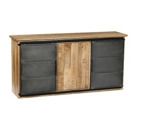 Modern Luxury Nordic Solid Wood <b>Sideboard</b> Fluted Tambour Doors Brass Legs Durable Farmhouse Dining <b>Storage</b> Cabinet 5 Ft+ - Product Image 2