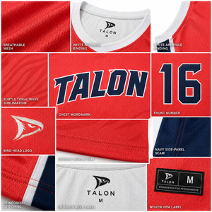 Red Navy Sublimated Basketball Jersey Men's Sleeveless Moisture Wicking Tank <b>Top</b> Adult All Seasons <b>Mesh</b> Fabric - Product Image 6