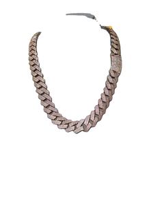 Joyería Hip Hop, Cadena Cubana de Plata de Ley Maciza de 15 mm Chapada en Oro con Incrustaciones de Moissanita VVS para Hombre, Embalaje en Caja de Joyería - Product Image 1