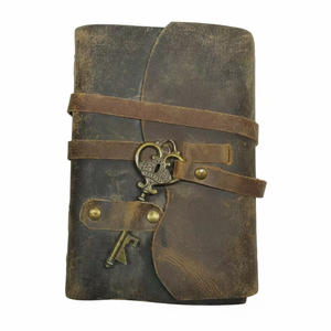 สมุดบันทึกหนังแท้สไตล์วินเทจ AAN Overseas Ventures ของที่ระลึกพร้อมกุญแจโบราณ ทำมือ สมุดบันทึกเดินทางสไตล์เรโทร ของขวัญ - Product Image 1