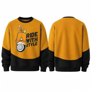 Men's <b>Hoodie</b> Sweatshirt 100% Cotton Oversized Drop Shoulder Streetwear Heavyweight Rib Crew Neck <b>Plain</b> Sweatshirt <b>Hoodie</b> for Men - Product Image 1