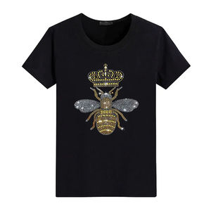 T-shirt unisexe 100% coton, haute qualité, design personnalisé, coupe ample, imprimé avec des strass, services OEM, prix raisonnable, motif uni - Product Image 2