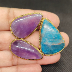 Gemstone with brass for jewelry ring making, natural stone jewelry parts for create unique design. - Product Image 1