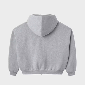 Custom Streetwear Boxy Fit Tracksuit Two Way <b>Zip</b> <b>Hooded</b> Jacket Loose Fit Straight Leg Sweatpants Grey Heavy Fleece OEM - Product Image 4