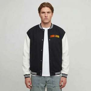 Chaqueta Varsity de Lujo para Hombre, con Logotipo Bordado Personalizado, Abrigo de Lana Premium, Estilo Urbano, Dos Tonos, Corte Holgado, Invierno - Product Image 4