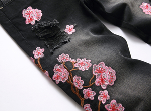 Jeans en denim évasés avec broderie personnalisée, ultra-doux, respirants, écologiques, broderie pour femmes, tissu de qualité supérieure, séchage rapide, coton - Product Image 3