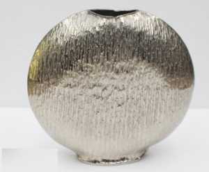 Jarrón Redondo Plateado Moderno, Macetero de Metal Martillado de Lujo, Pieza de Arte Decorativa para Decoración de Mesa en Hogar, Oficina u Hotel - Product Image 3