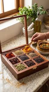 Handmade Wooden Spice <b>Box</b> with Spoon - Product Image 3