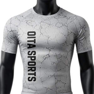 Light Grey <b>Black</b> <b>Men</b> Compression T Shirt and <b>Shorts</b> Set Quick Dry Stretch Fitness Gym Training Running Workout Performance Sport - Product Image 3