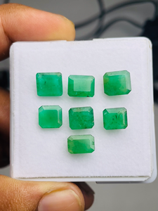 Lote de 7 Piedras Preciosas de Esmeralda Natural de Zambia, Corte Esmeralda, Certificadas por IGI, Buena Calidad, Lustre Excelente, Color Verde Perfecto para - Product Image 6