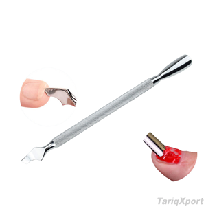 Professional 2-Way High-end Stainless Steel <b>Nail</b> Cuticle Remover & Pusher Set with Non-slip Handle Grip Double-Use - Product Image 3