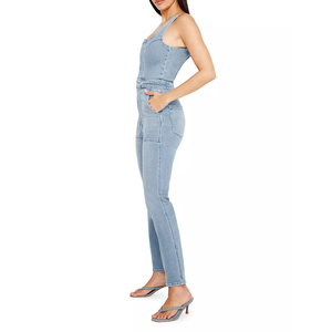 Combinaison streetwear une pièce pour femme, décontractée, coupe courte, en jean tricoté, imprimée, brodée, délavée, personnalisable - Product Image 2