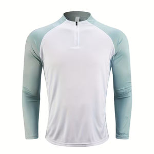 T-shirt à col montant 3/4 zippé pour homme adulte, couleur personnalisée, manches longues, respirant, écologique, séchage rapide, service OEM - Product Image 1