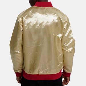 Chaqueta Varsity de Seda Satinada de Alta Calidad para Hombre, Cuello Alto, Color Sólido, con Colores Personalizados, Venta al Por Mayor - Product Image 2